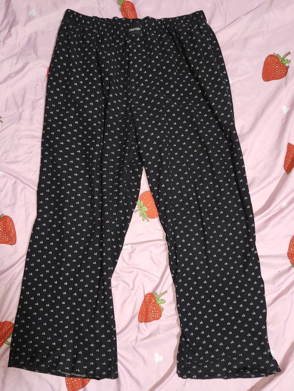 Men's size large calvin klein black all over logo print pajama pants